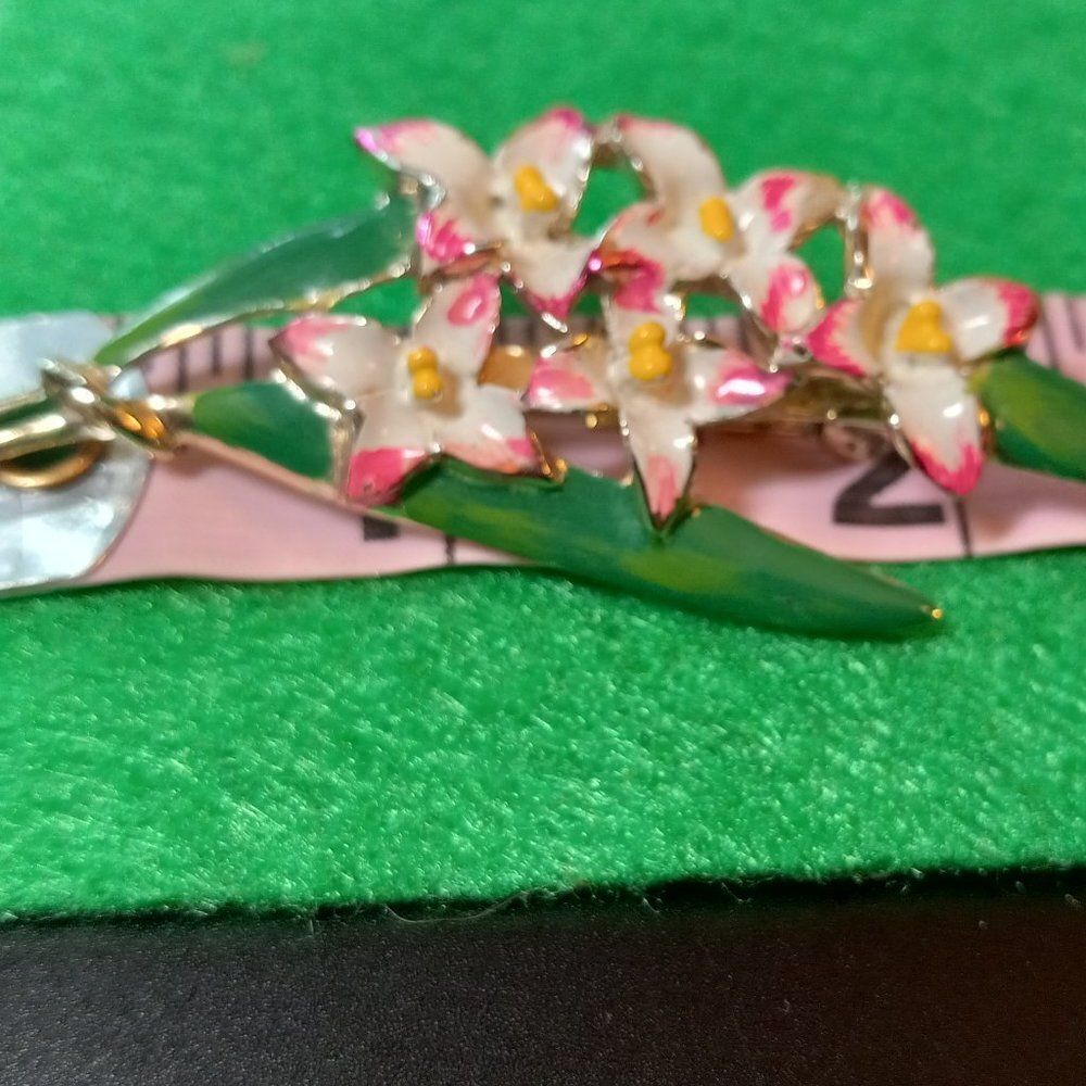 Vintage B J Flowering Brooch with Leaves
